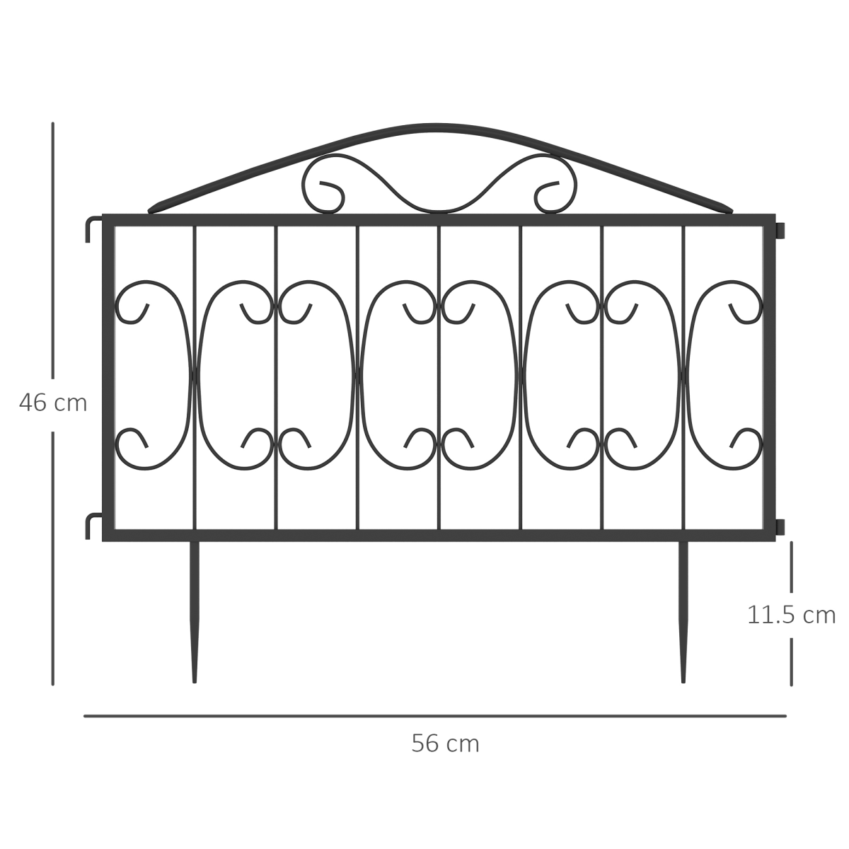Outsunny 4-Piece Decorative Garden Fence Panels – Interlocking Metal Border Edging with Powder-Coated Finish