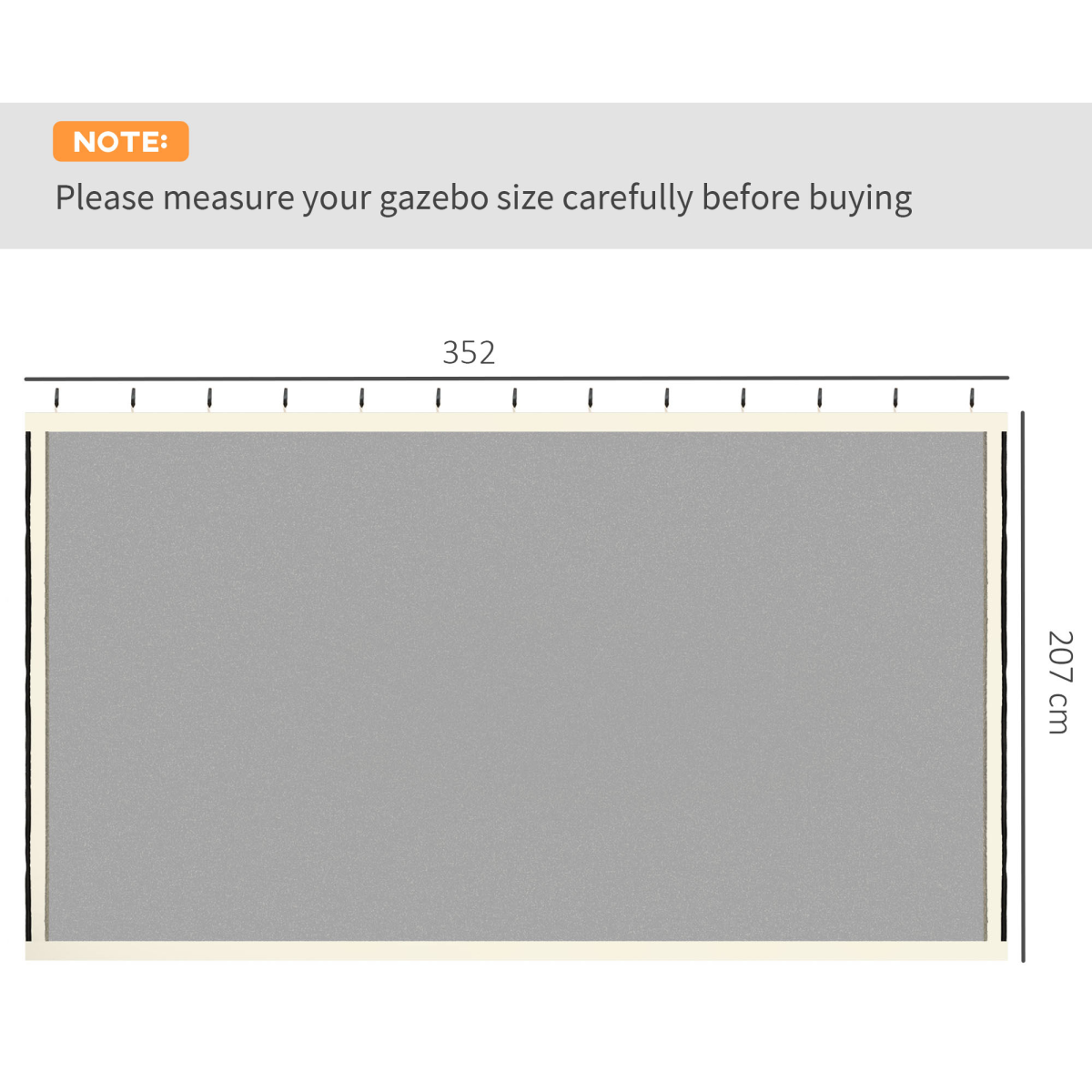 Outsunny 4-Panel Gazebo Mesh Netting with Zips, 352 x 207cm – Universal Replacement Screen Walls