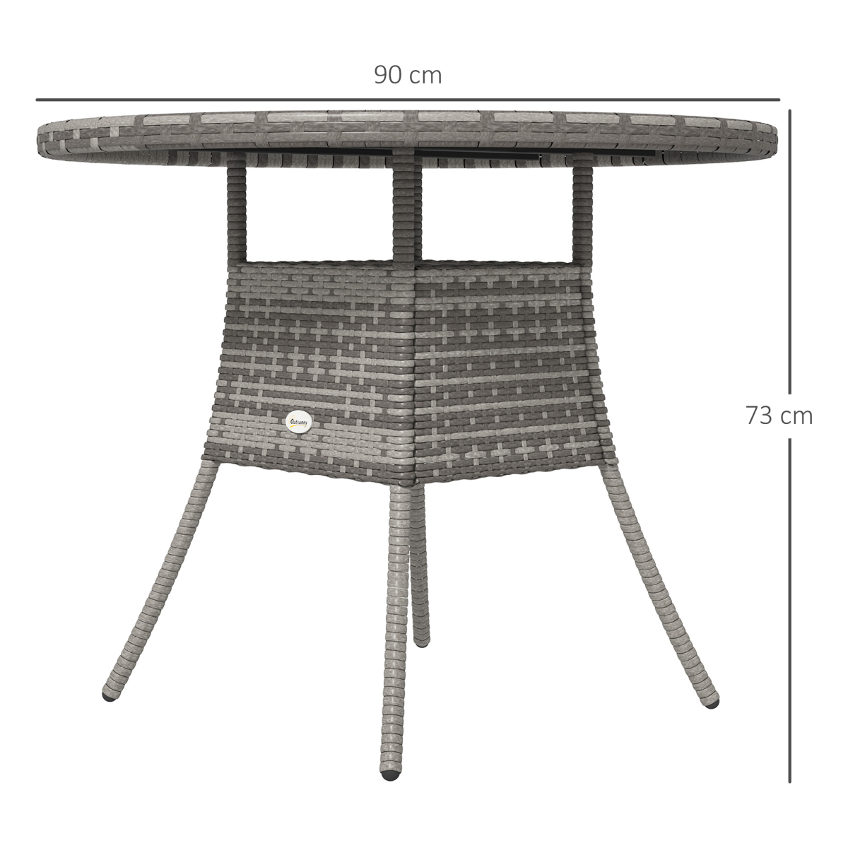 Outsunny Rattan Outdoor Dining Table for 4 with Wood-Plastic Composite Top – Patio Garden Furniture, Grey