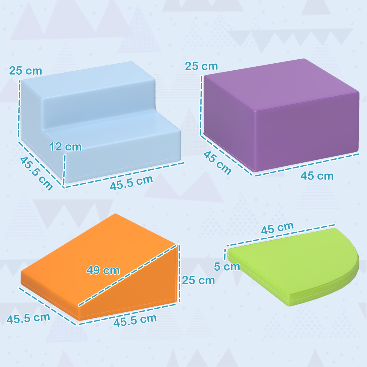 HOMCOM 4 Piece Soft Play Set with Reconfigurable Foam Blocks – Climb, Crawl and Slide Toys for Toddlers