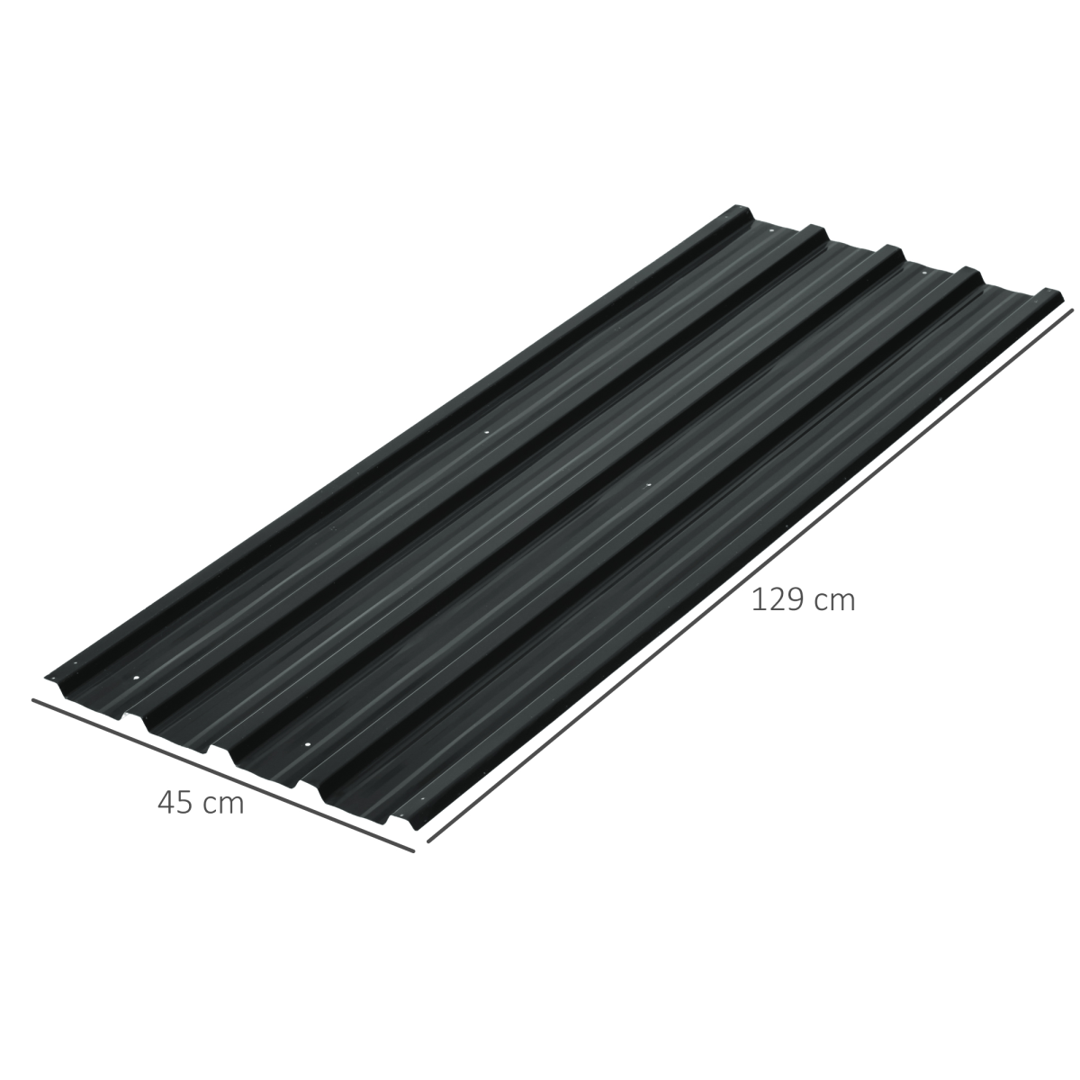 Outsunny Pack of 12 Galvanised Steel Roofing Sheets with Pre-Drilled Holes – Shed & Greenhouse Cladding, Dark Grey