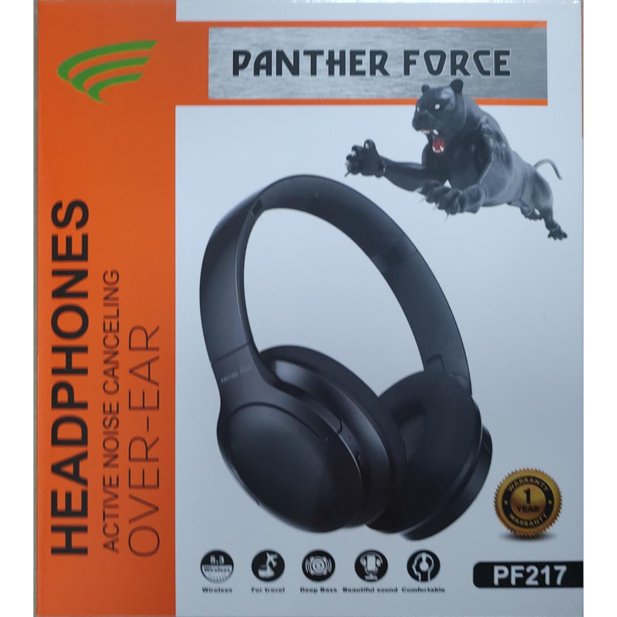 Panther Force PF217 Wireless Bluetooth Active Noise Cancelling Headphones – Multi-Point, USB-C, Memory Foam