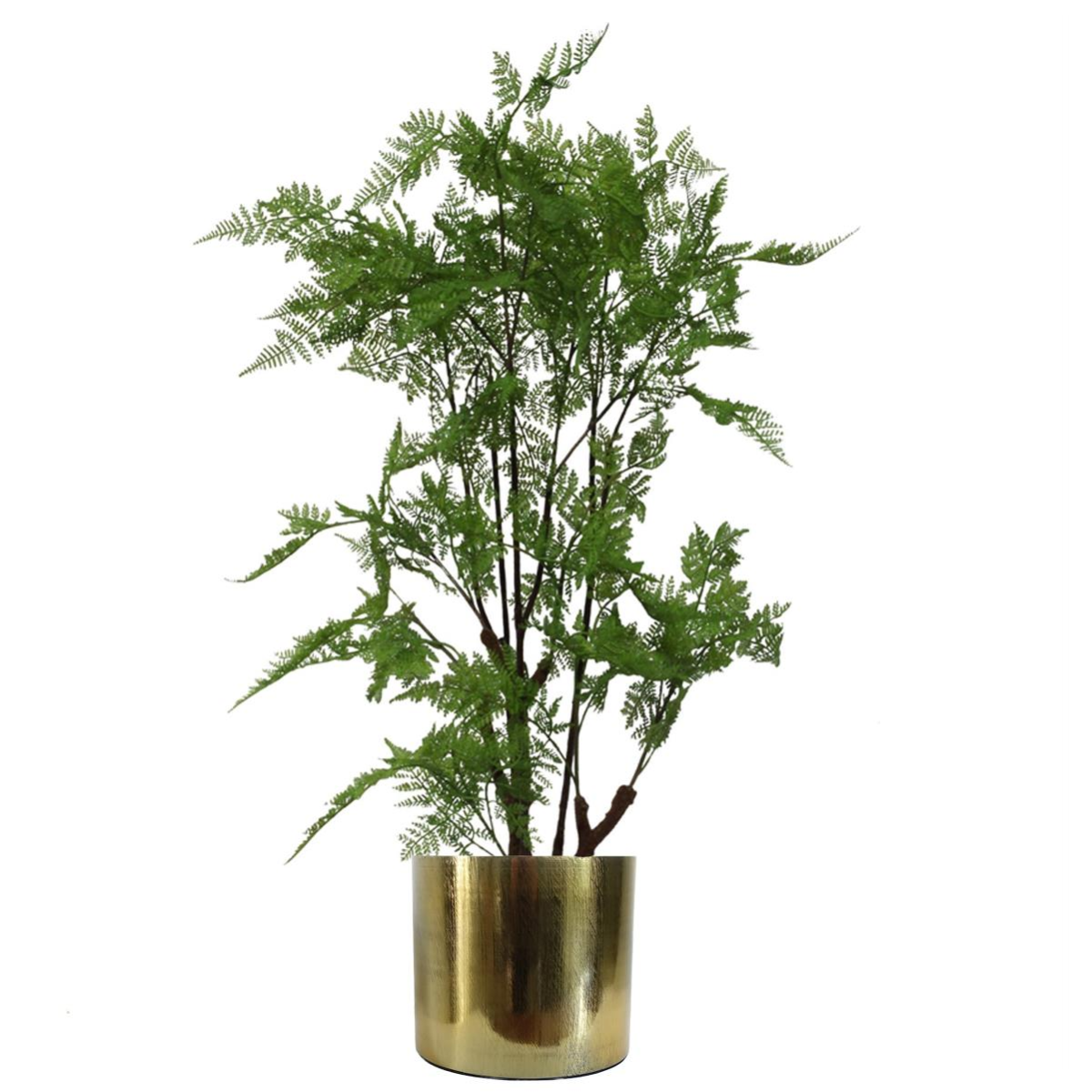 Leaf 18cm Gold Etched Metal Planter – Handmade Indoor Plant Pot with Patterned Brass Finish