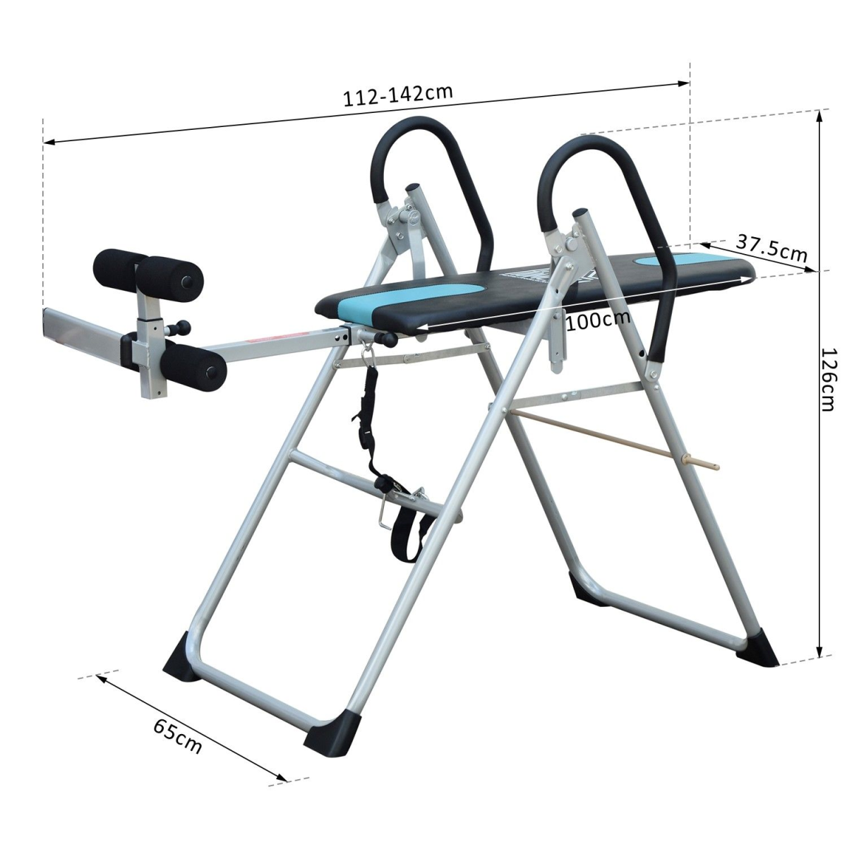 HOMCOM Foldable Gravity Inversion Table with Safety Belt & Padded Ankle Support – Home Back Therapy Bench, 110kg