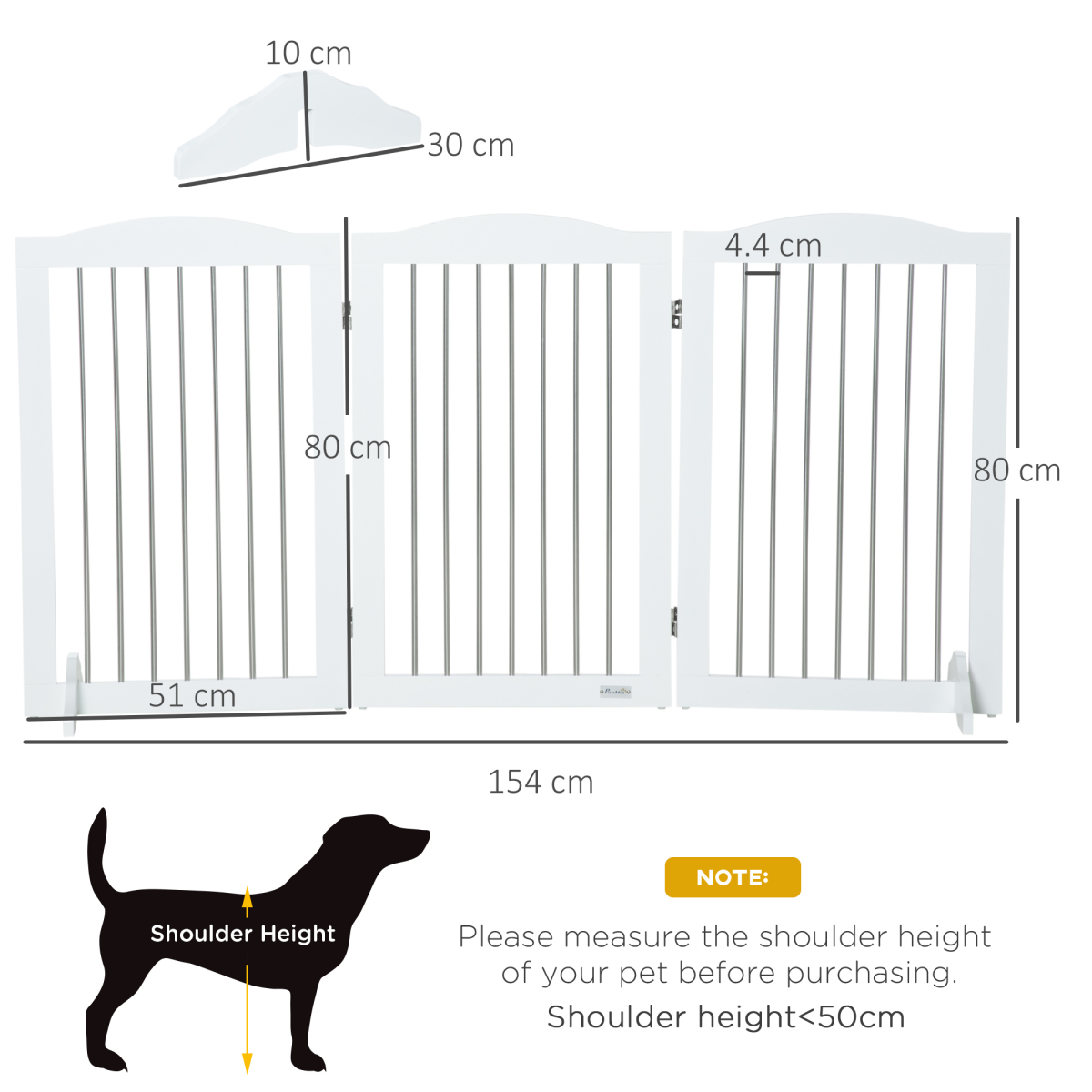PawHut Foldable Dog Gate for Doorways, Stairs and Halls – Freestanding Pet Barrier, White
