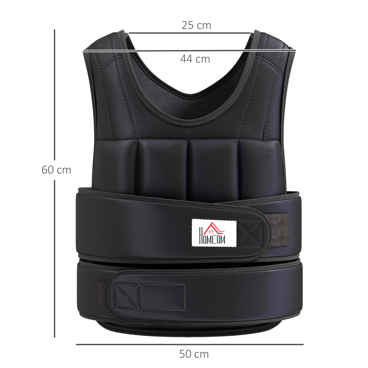 HOMCOM 15kg Adjustable Weight Vest with 38 Removable Weight Bags – Running & Gym Training Vest, Black