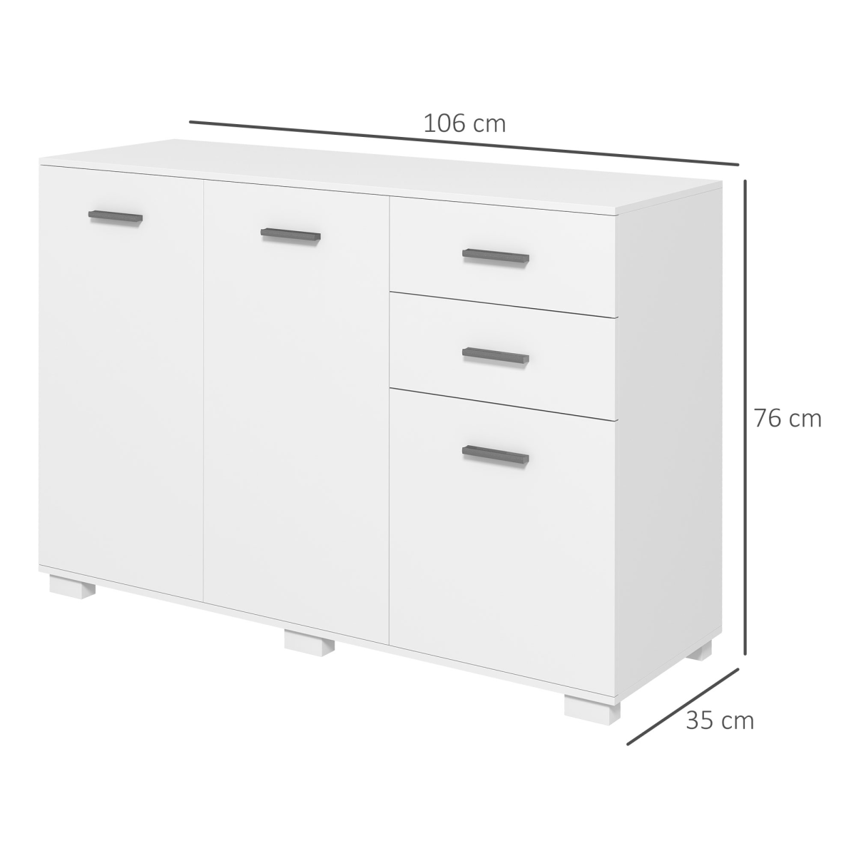 HOMCOM Modern Sideboard Kitchen Storage Cabinet with 2 Drawers, Cupboards & Adjustable Shelves