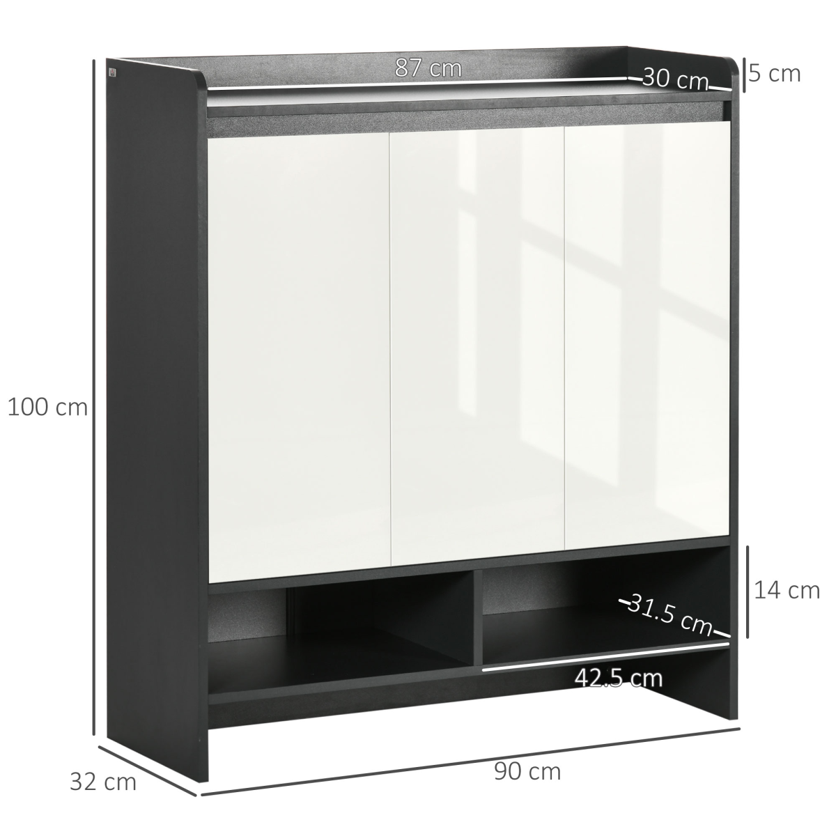 Gloss White Shoe Cabinet with Adjustable Shelves & Open Compartments – Holds 24 Pairs