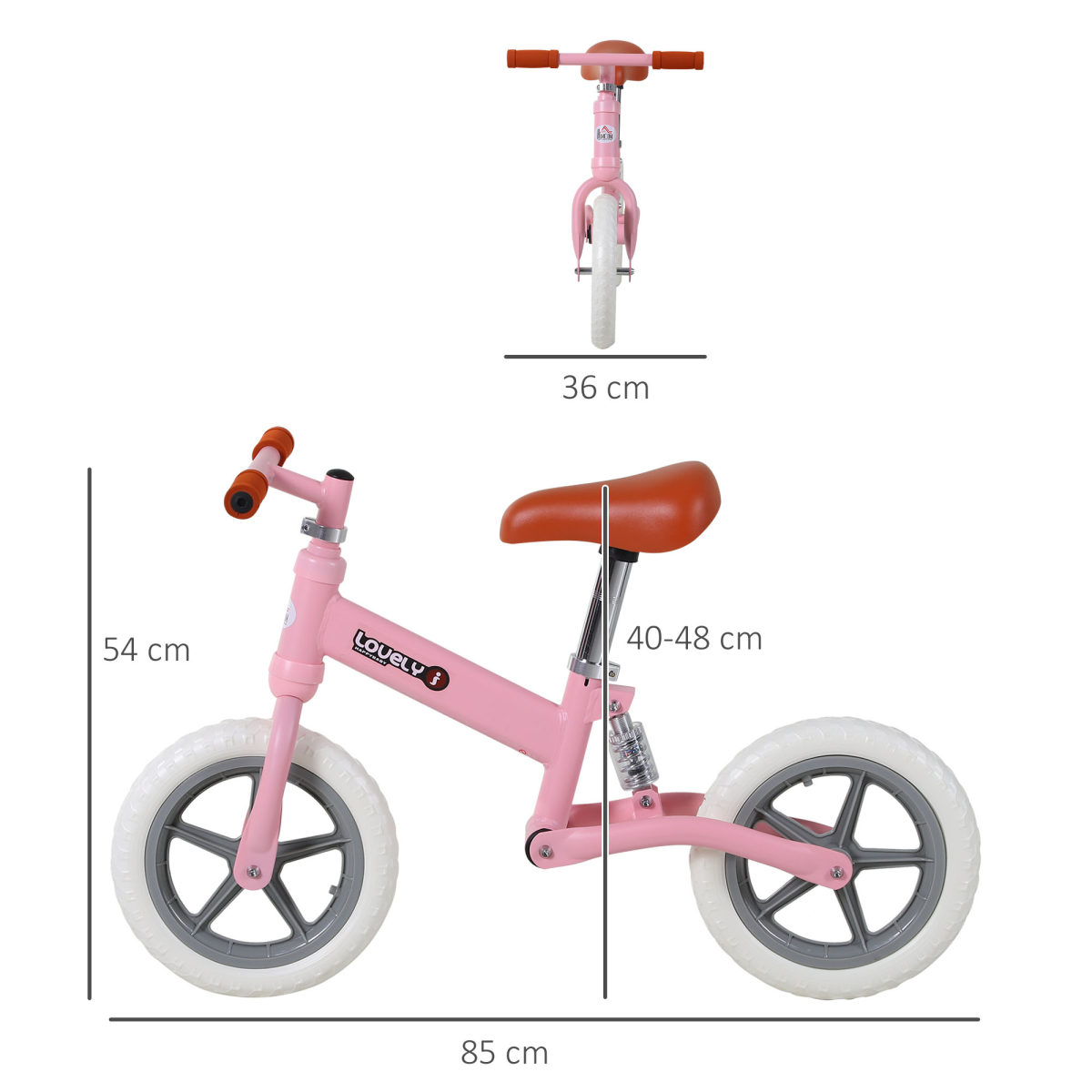 HOMCOM Kids Balance Bike with Adjustable Seat and Non-Slip Tyres – No-Pedal Learning Bike for Ages 2-5