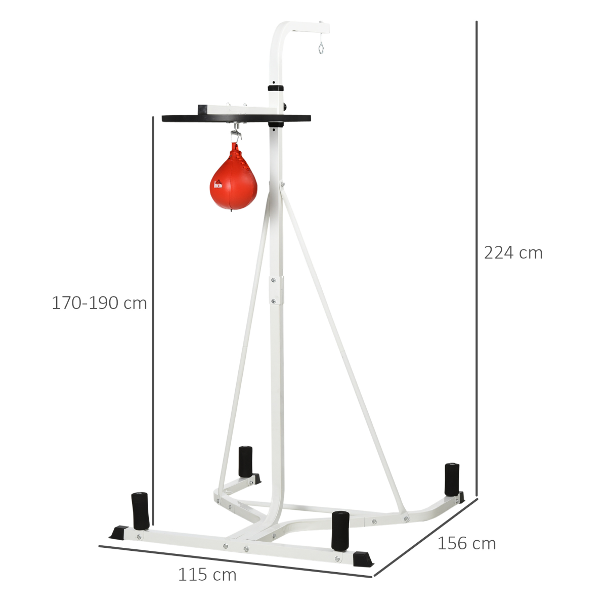 HOMCOM Free-Standing Speed Bag Platform with Adjustable Height – Steel Boxing Punch Bag Stand for Home Training