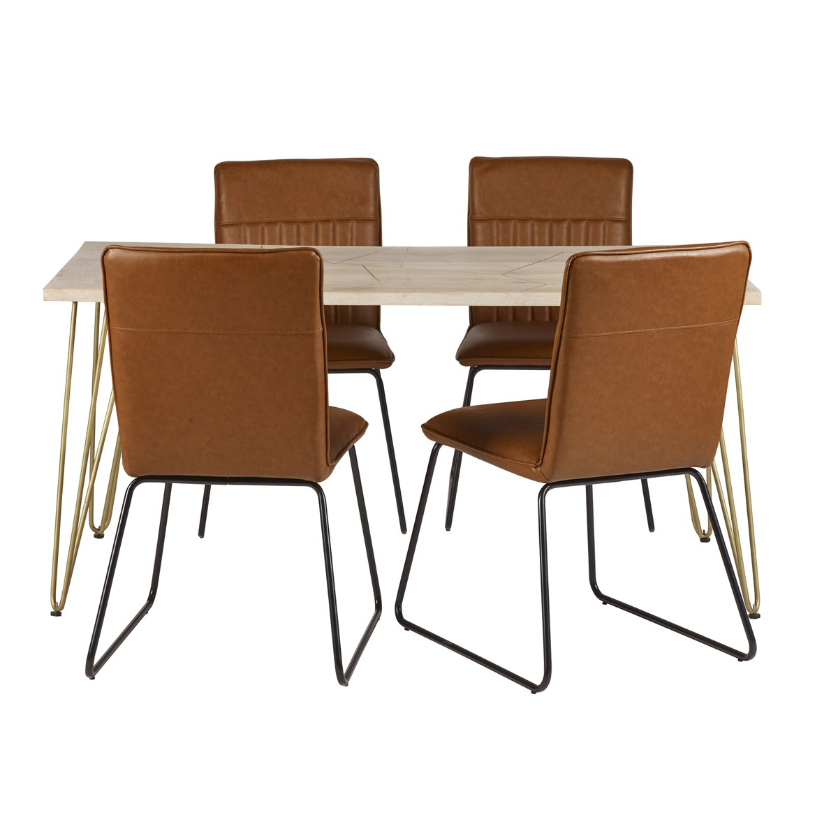 Solid Wood Dining Table with Light Gold Metal Inlay – Modern Dining Room Centrepiece