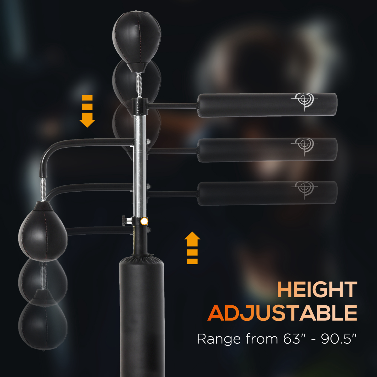4-in-1 Freestanding Boxing Punch Bag with Speedballs & 360° Reflex Bar – Height Adjustable Stand, Black
