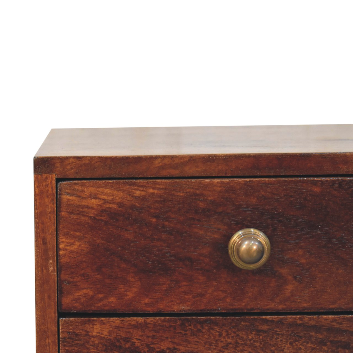 Artisan Furniture Solid Wood Mini Bedside Table with 2 Drawers – California Walnut Finish, Dark Brown