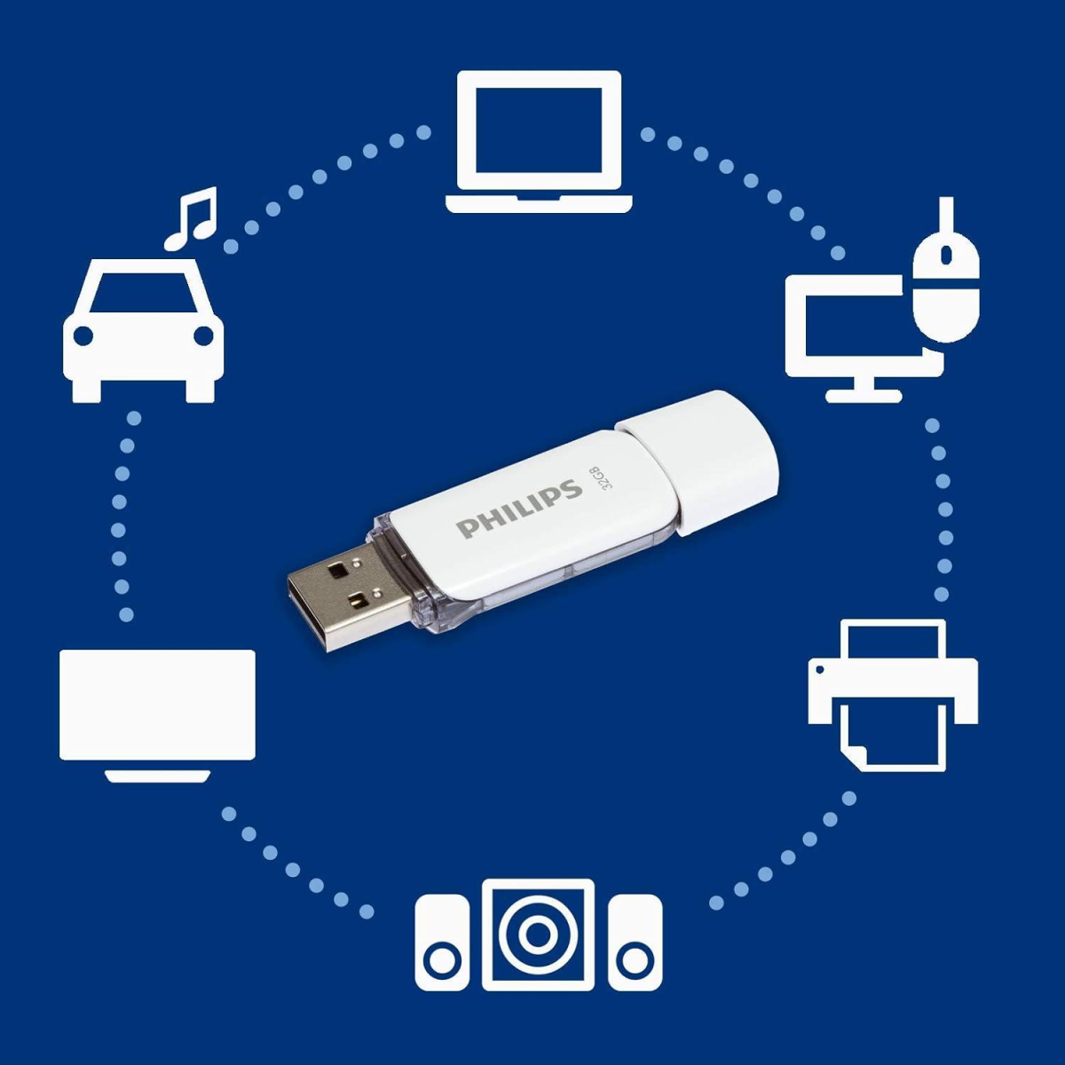 Philips USB 2.0 32GB Flash Drive – Portable Storage for Windows, Mac OS & Linux