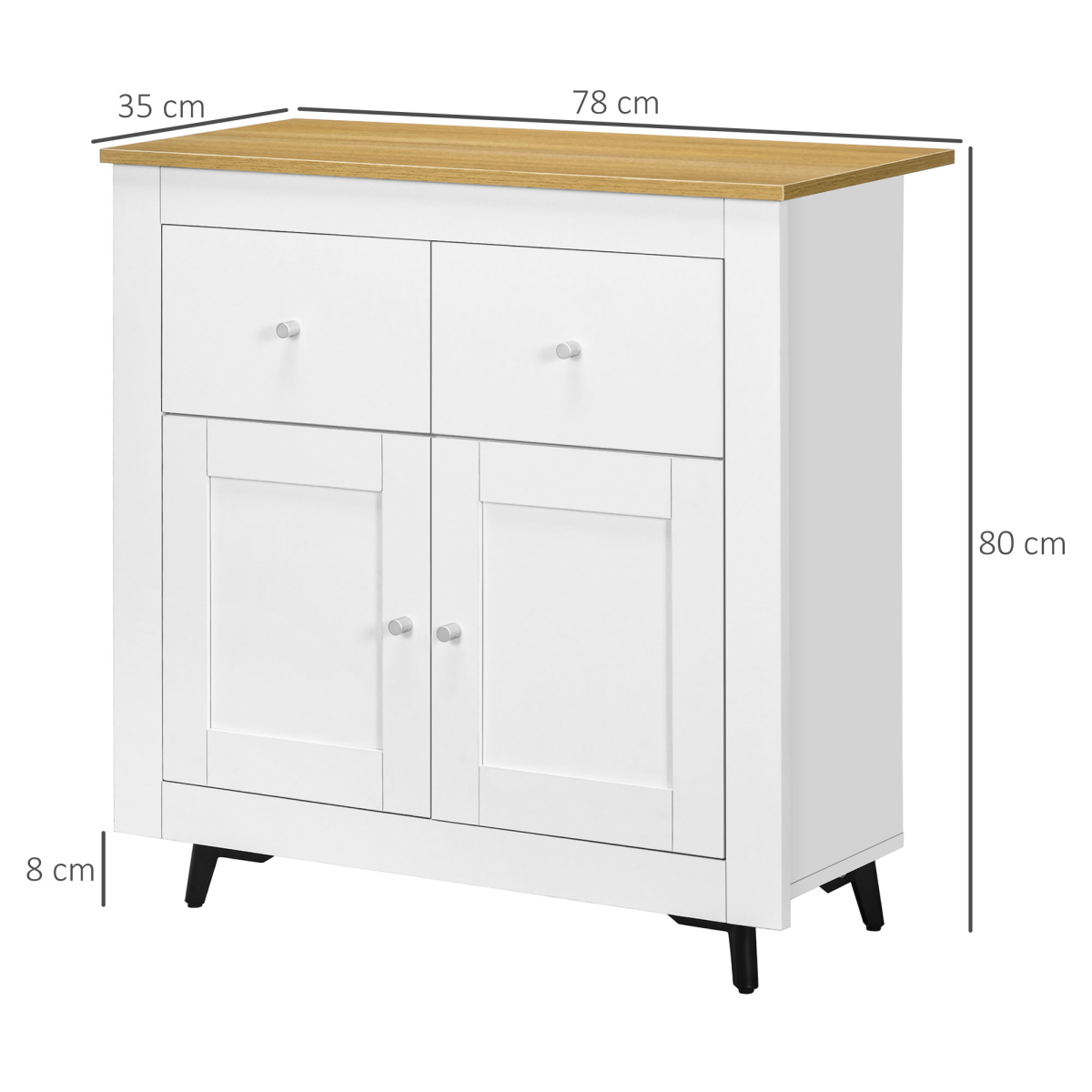 HOMCOM Freestanding Sideboard Kitchen Cupboard with Drawers & Cabinet – Large Tabletop Storage