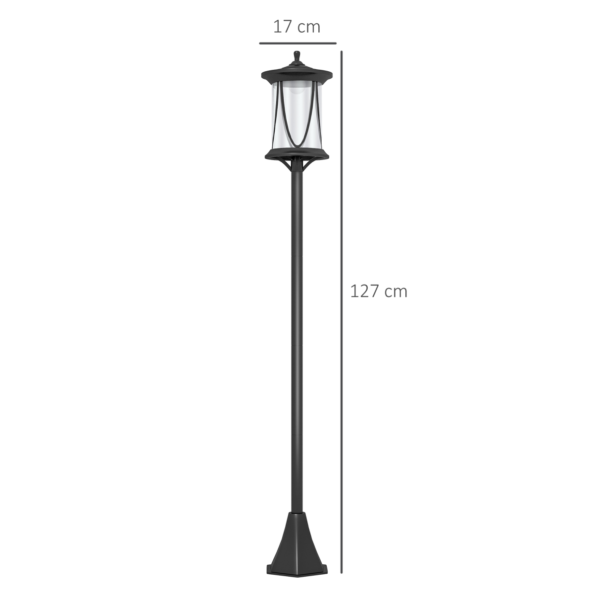 Outsunny 1.3m Solar LED Outdoor Street Light, IP44 Waterproof – Garden Pathway Lamp, Cool White, Black