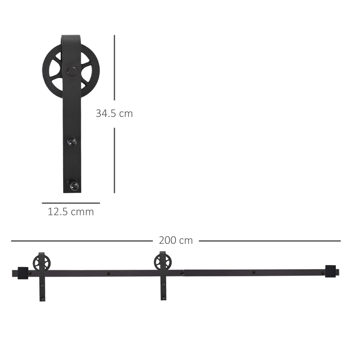 HOMCOM Sliding Barn Door Hardware Kit, 6.6ft – Carbon Steel Track for Doors up to 90kg