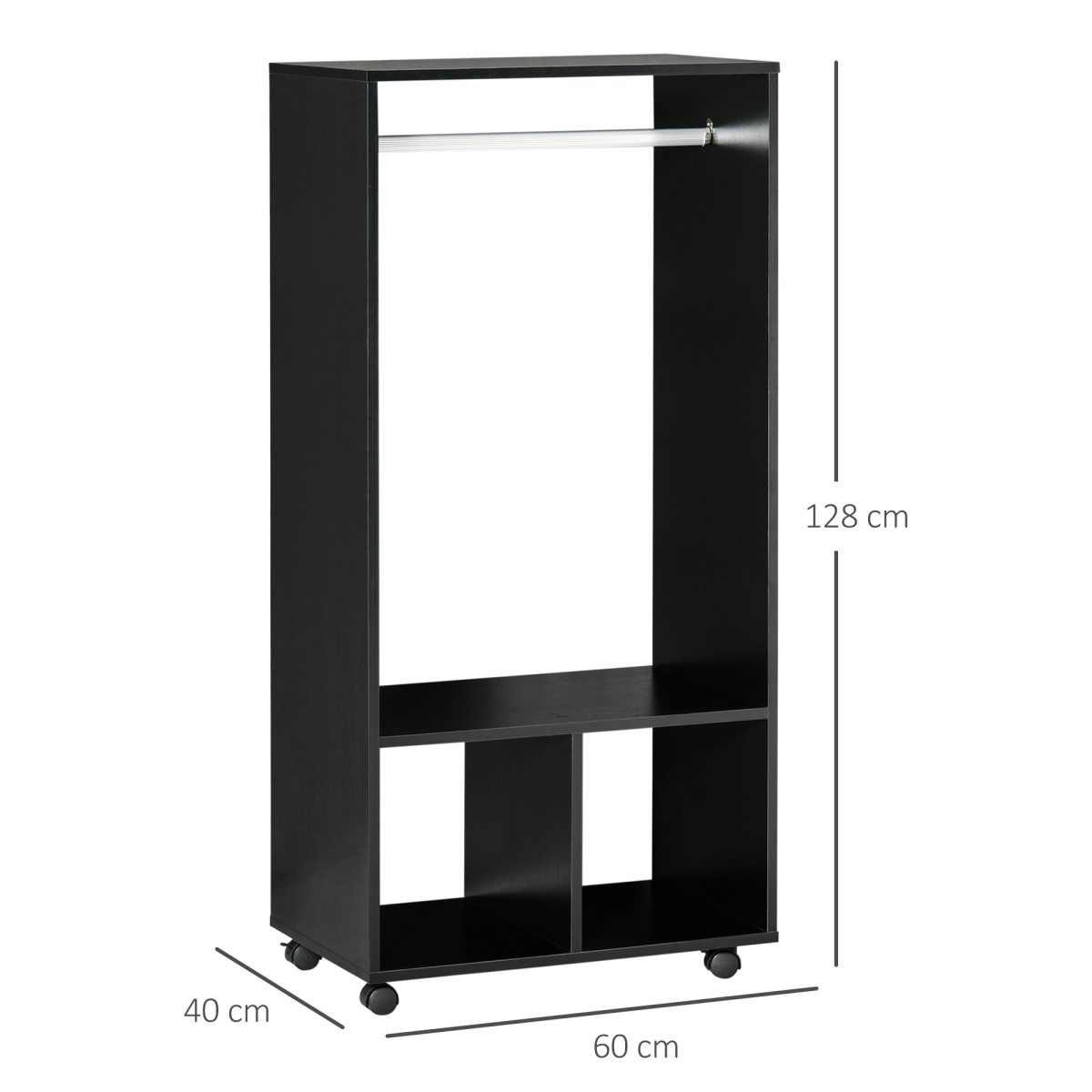 HOMCOM Black Open Wardrobe Clothes Rail with Shelves – Modern Hanging Storage