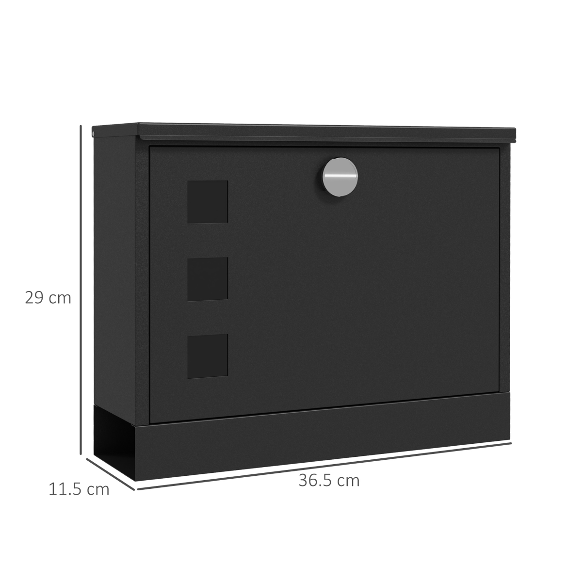 HOMCOM Wall Mounted Lockable Letterbox with Three Windows and Two Keys – Easy Install Mailbox