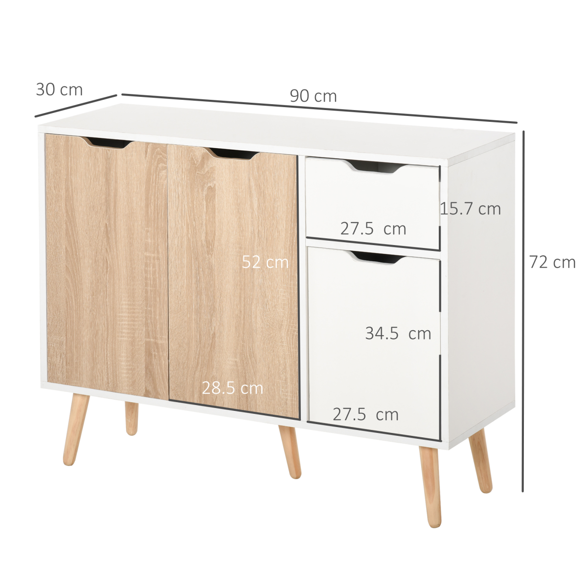 Scandinavian-Style Storage Cabinet Sideboard with Drawer and Four Doors – Bedroom, Living Room, Home Office