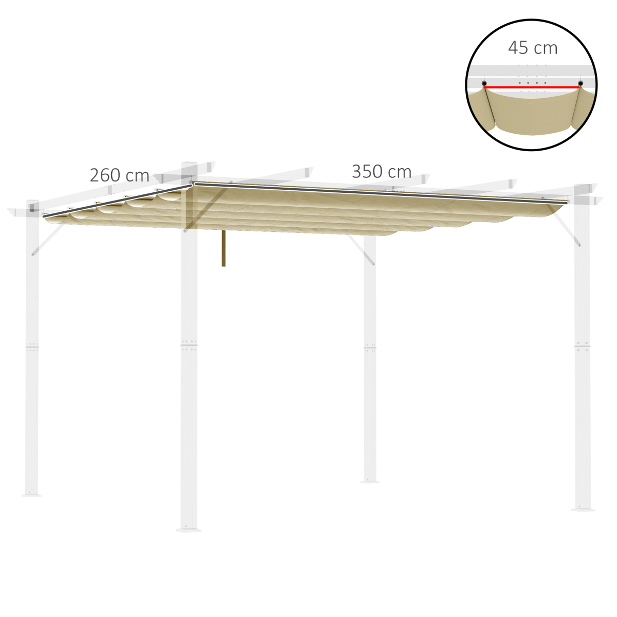 Outsunny Replacement Pergola Canopy with Drainage Holes – Beige Polyester Shade Cover for 4 x 3m Pergola
