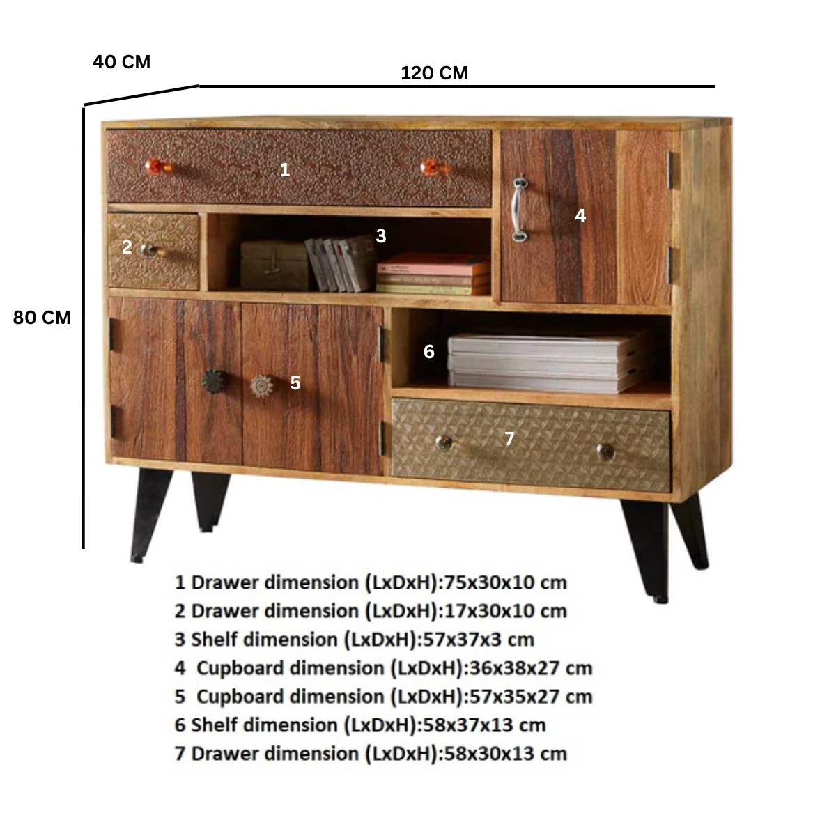 Indian Hub Sorio Hand-Crafted Large Sideboard – Cupboard & Drawer Storage for Dining and Living Rooms
