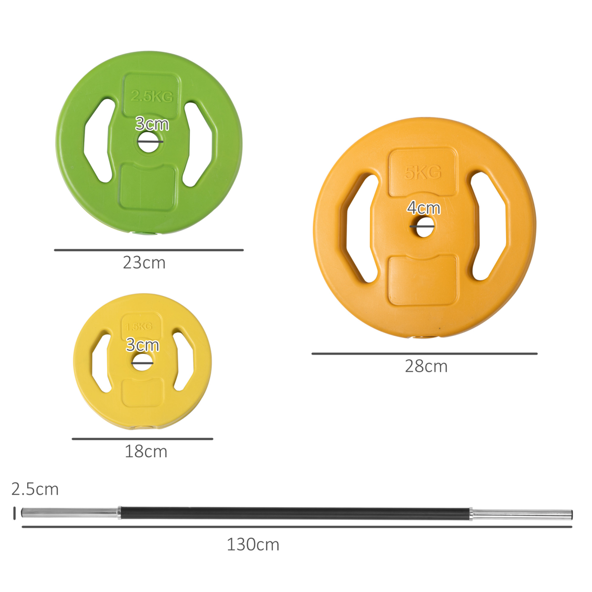 HOMCOM 20kg Adjustable Barbell Set with Non-Slip Handle and PU-Wrapped Weights – Home Strength Training