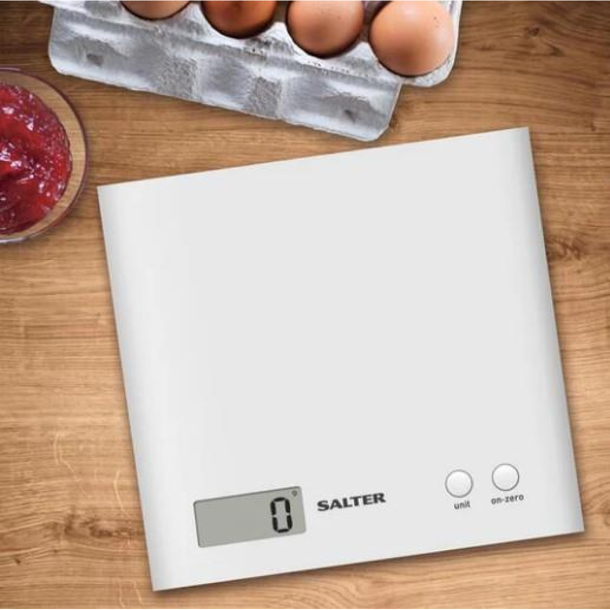 Salter Arc Electronic Kitchen Scale with 3kg Capacity, Add & Weigh Function & LCD Display – Compact Digital Food Scale, White