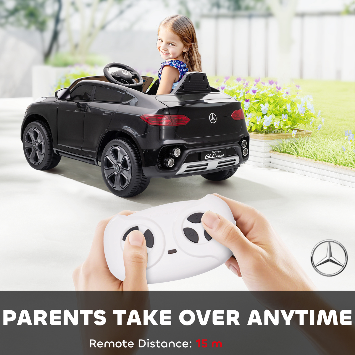 Mercedes-Benz GLC Coupe 12V Electric Ride-On Car with 2.4G Remote, MP3 Player & LED Lights – Kids, Black