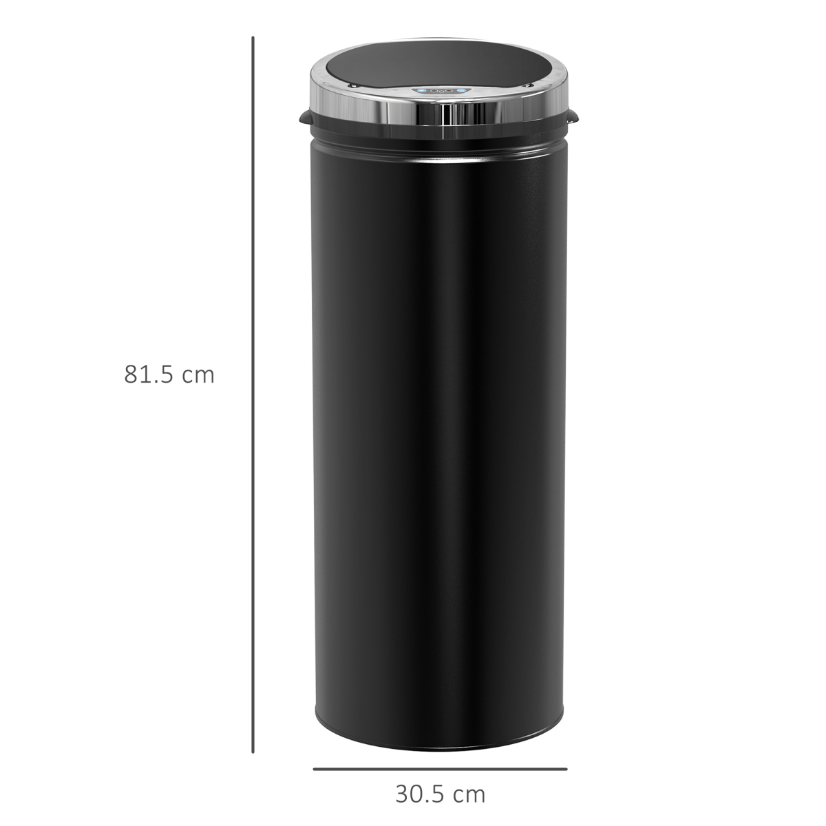 HOMCOM 50L Stainless Steel Sensor Kitchen Bin with Removable Inner Bucket – Black