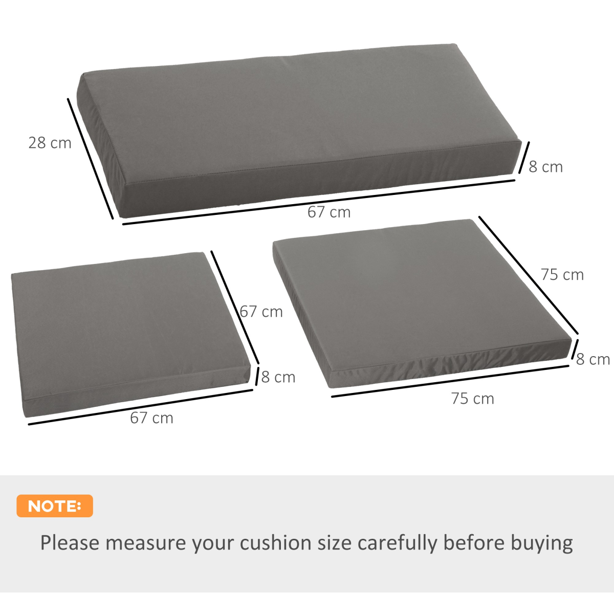 7-Piece Outdoor Rattan Cushion Set with Zip Covers – Patio Seat & Back Pads, Grey