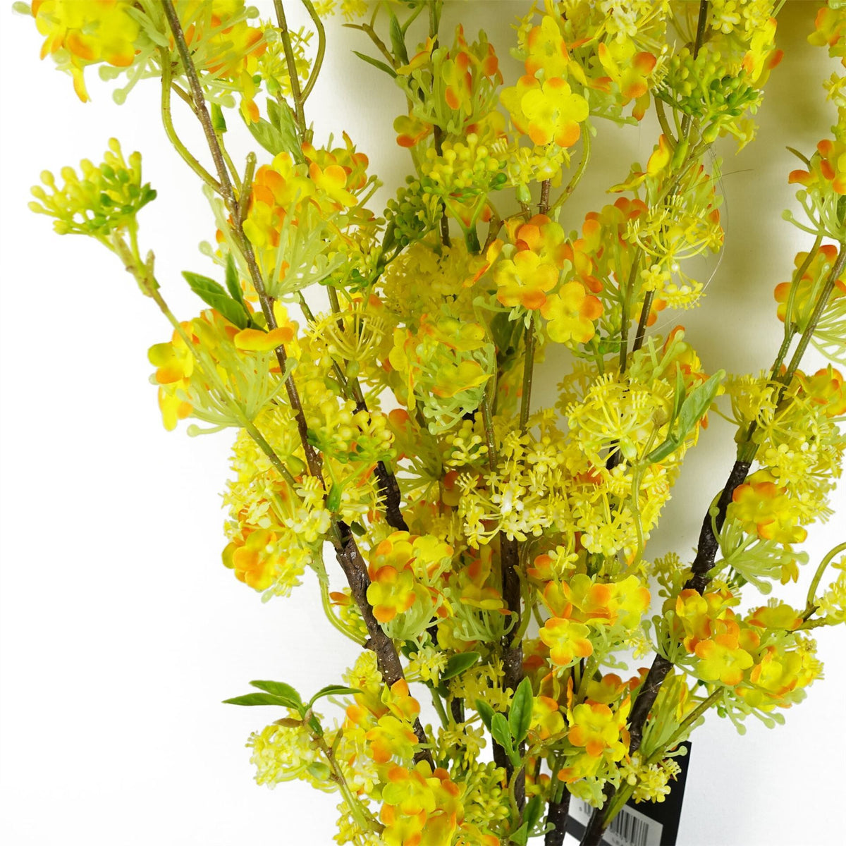 Leaf 100cm Artificial Blossom Spray Stem with Silk and Plastic Flowers – Wired Stem, Yellow