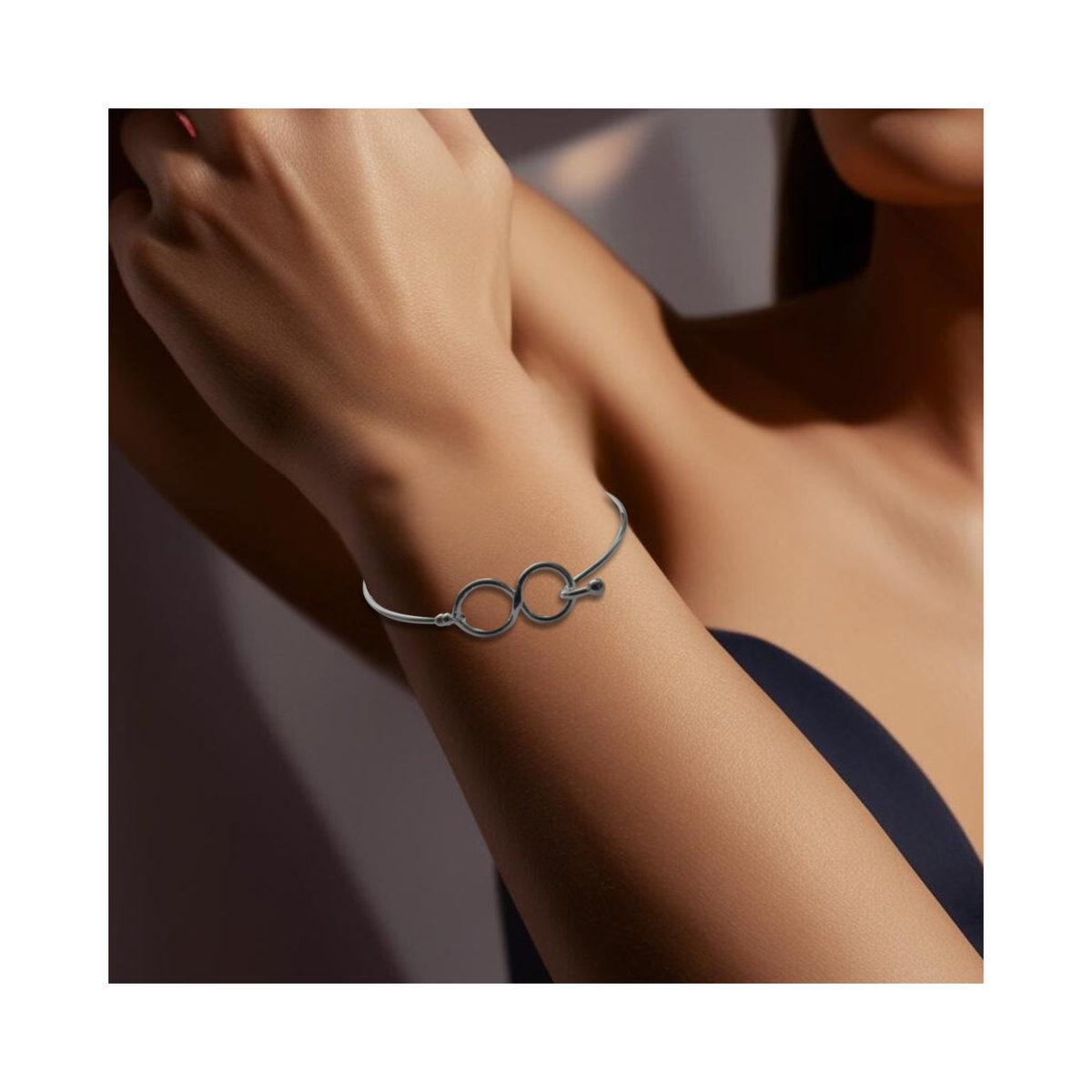 Aye Do Gifts Infinity Cuff Bangle – Sterling Silver-Plated Bracelet with Gift Box, Silver