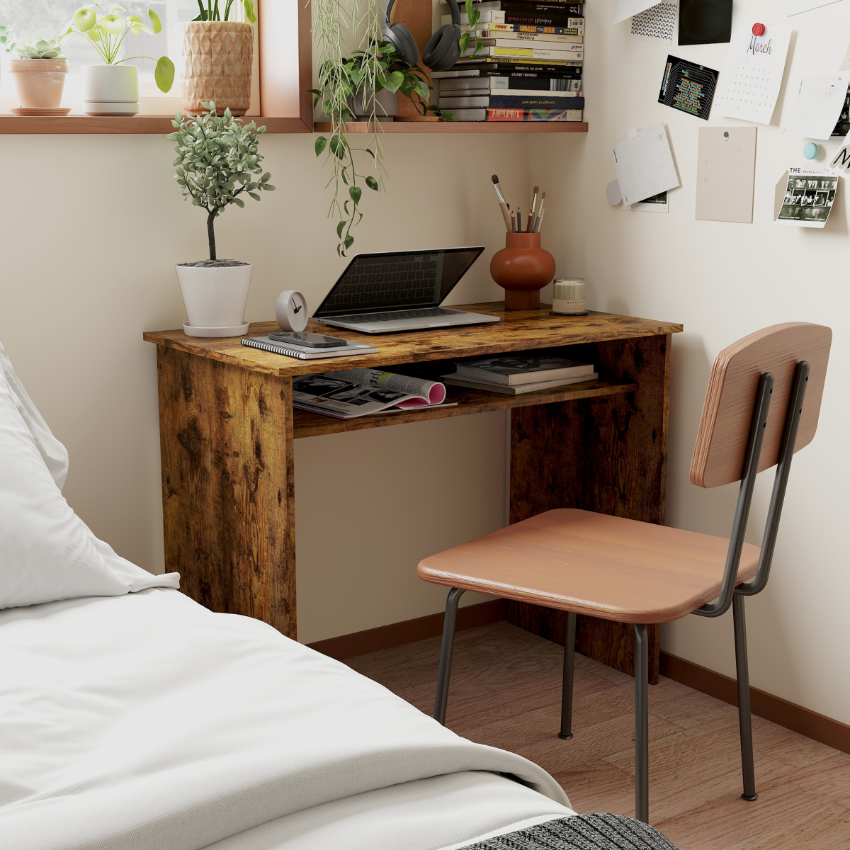 Minimalist Home Office Writing Desk with Spacious Top – Compact Study Desk for Bedrooms & Small Spaces