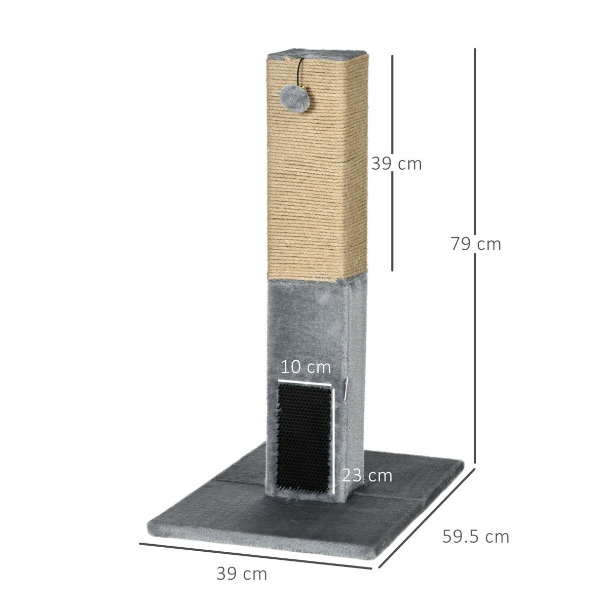Pawhut 79cm Cat Scratching Post with Dangling Toy & Hidden Bell Toy – Cat Tree Activity Centre, Grey