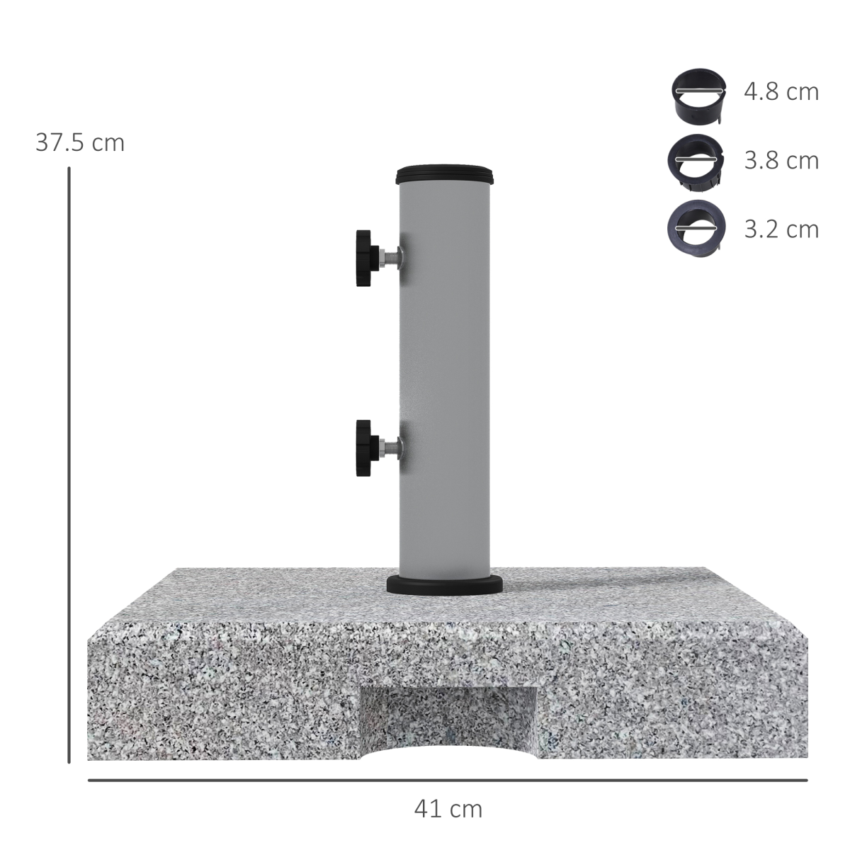 Outsunny 28kg Granite Parasol Base with Wheels and Retractable Handle – Fits 32–48mm Poles, Grey