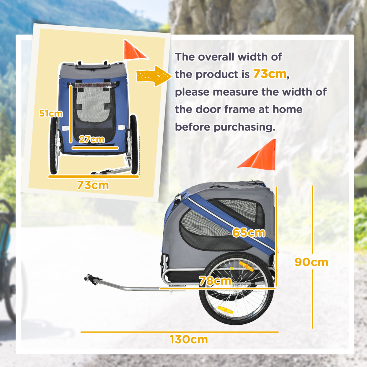 Pet Bicycle Trailer with Hitch Coupler & Mesh Windows – Water-Resistant Dog Bike Carrier, Blue
