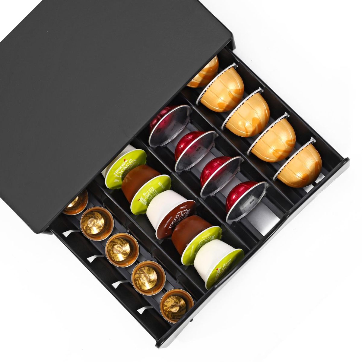 VINSANI 40 Coffee Pod Storage Drawer – Sliding Capsule Organiser for Under Your Coffee Machine