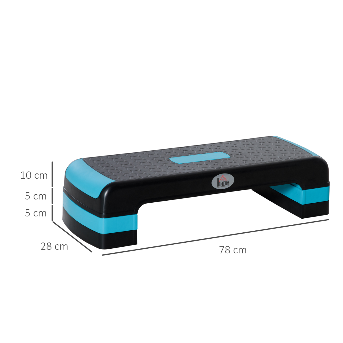 HOMCOM Aerobic Step with 3 Adjustable Heights (10/15/20cm) & Anti-Slip Surface – Home & Office Exercise Stepper