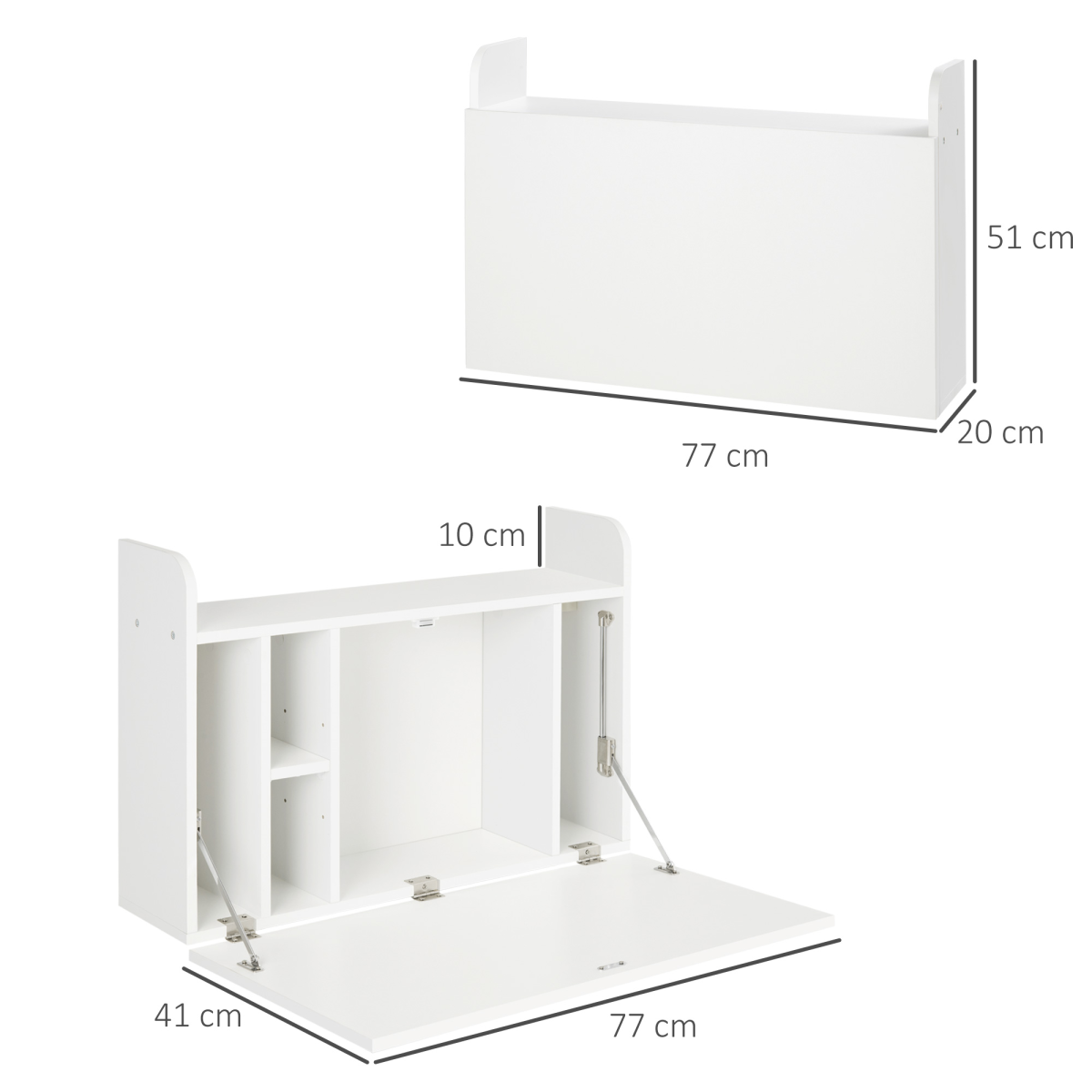 Wall-Mounted Drop Leaf Floating Desk with Storage Compartments – Fold-Down Laptop Desk for Home Office