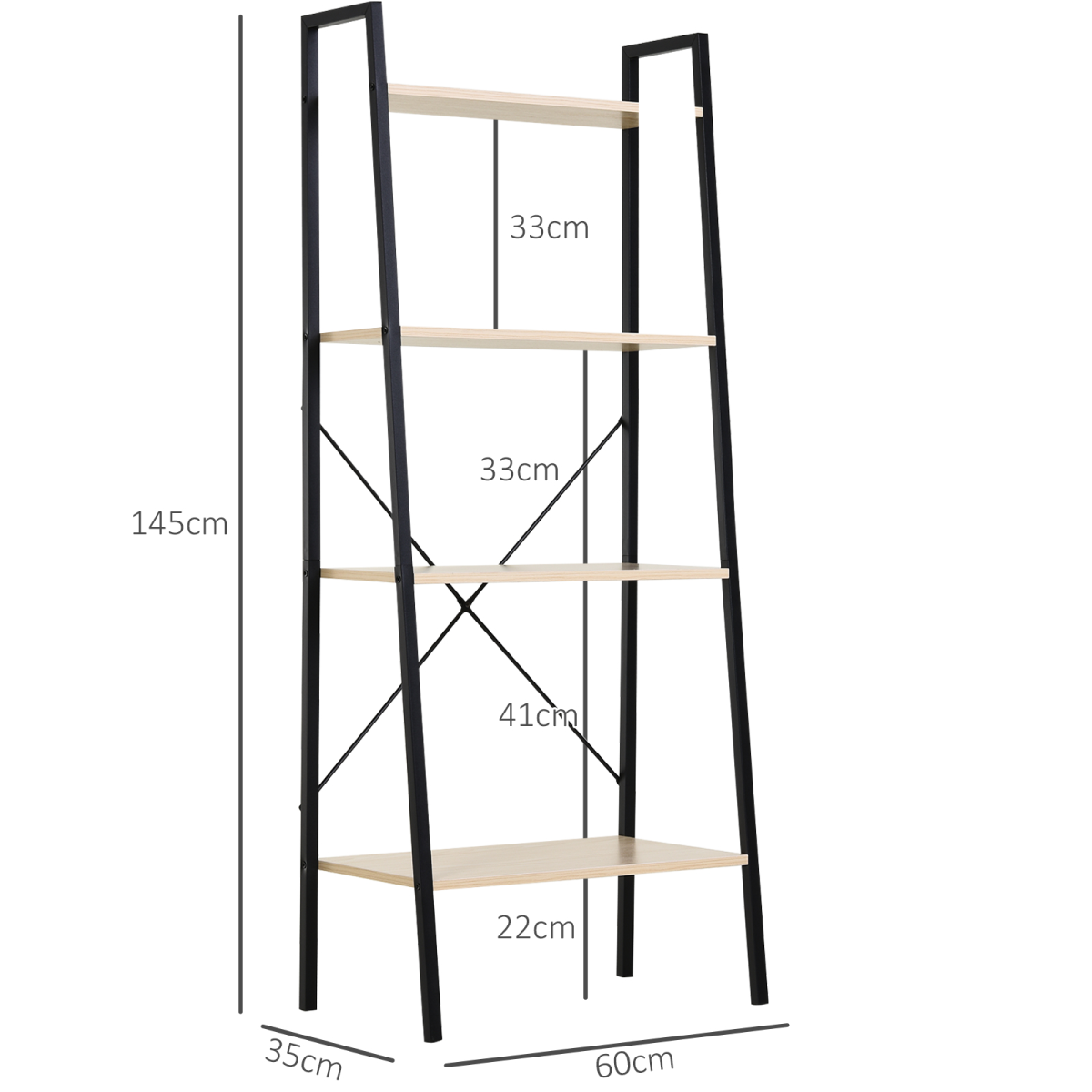 4-Tier Minimalist Ladder Shelf Unit with Steel Frame & MDF Shelves – Home Display Storage Bookcase