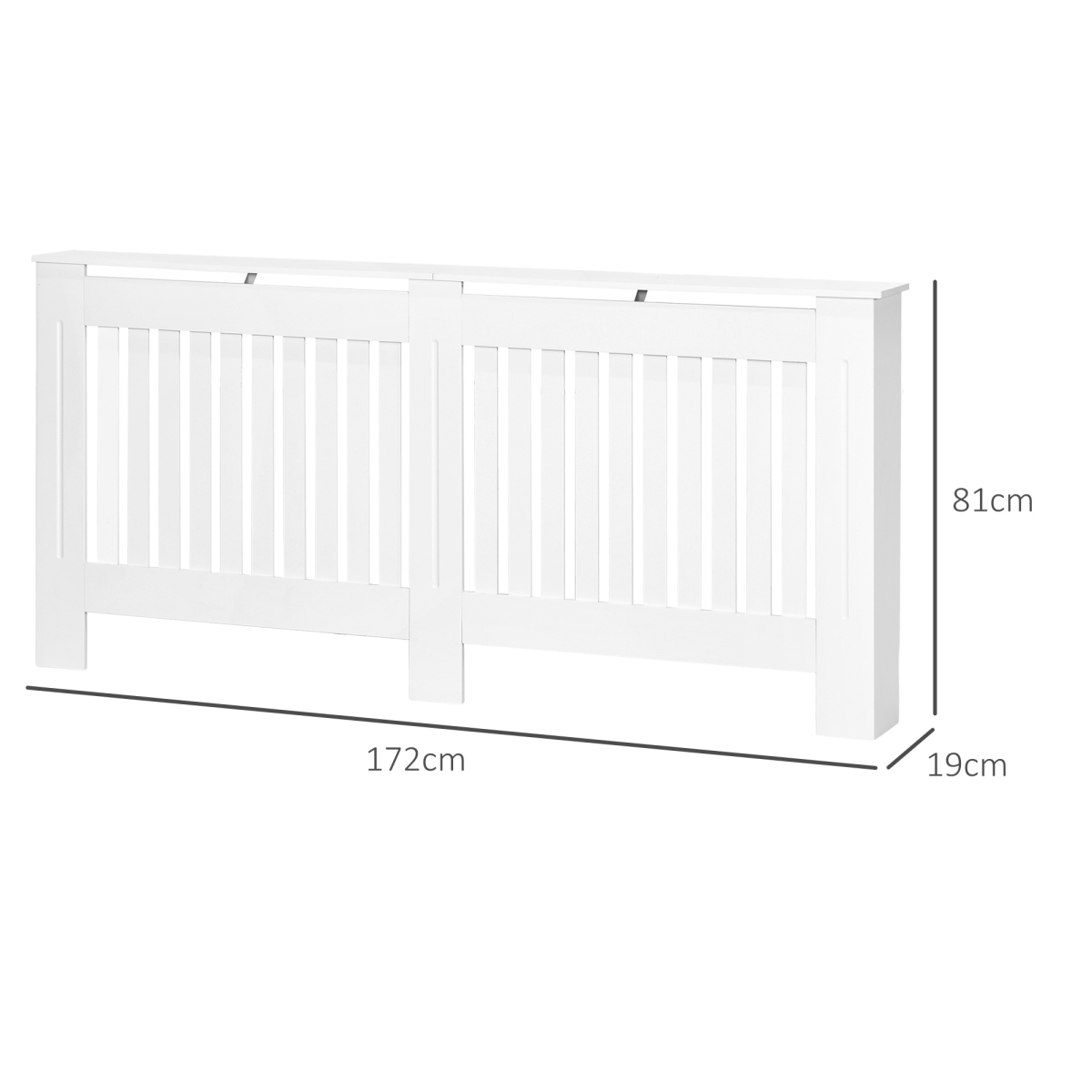 HOMCOM Slatted Radiator Cover with Top Shelf & Anti-Toppling System – Painted MDF Cabinet, 172cm