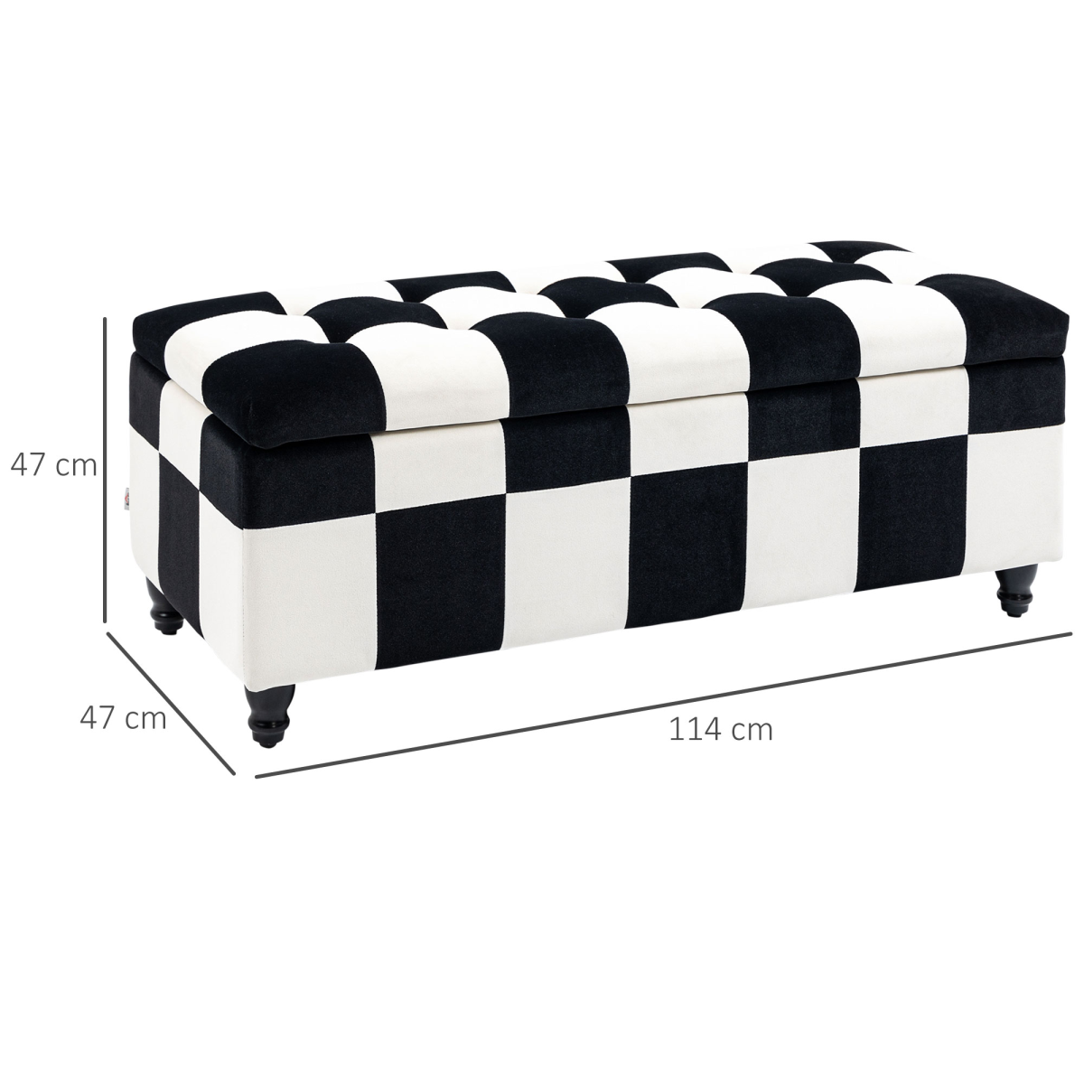 HOMCOM Velvet Button-Tufted Storage Ottoman Footstool Box, 114 x 47 x 47cm – Colour Block Bench