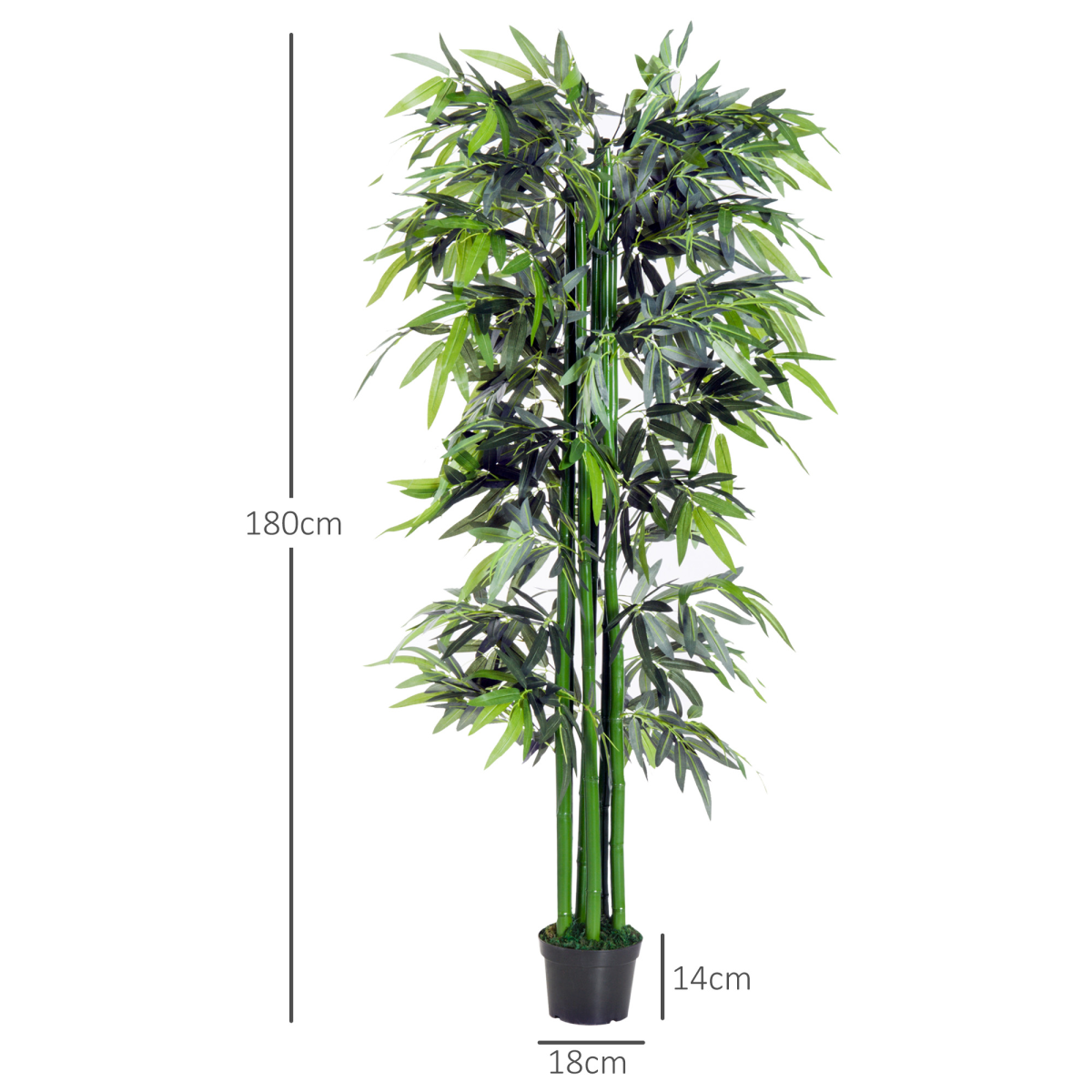 Outsunny Artificial Bamboo Tree, 1.8m – Green Bamboo, Black Pot