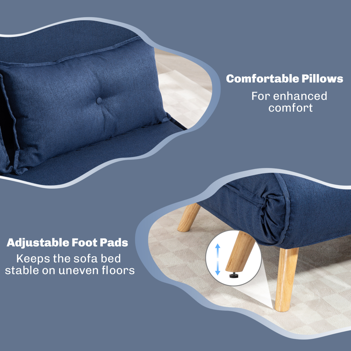 HOMCOM sofa bed 5-position backrest recline