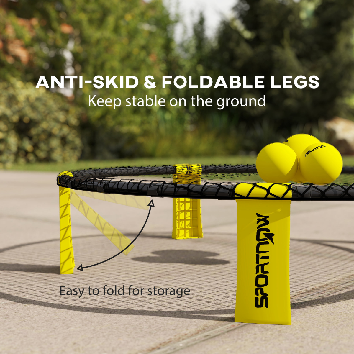 SPORTNOW Spike Ball Set with Net, 3 Balls, Pump & Carry Bag – Portable Mini Beach & Garden Game, Yellow/Black
