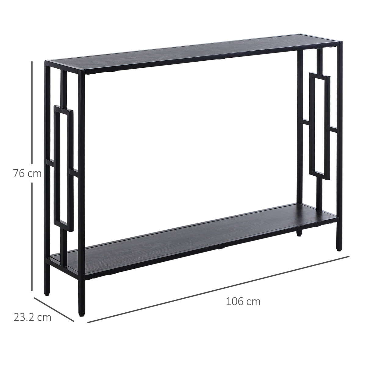 HOMCOM Art Deco Console Table with 2 Shelves & Steel Frame – Slim Hallway & Living Room Display
