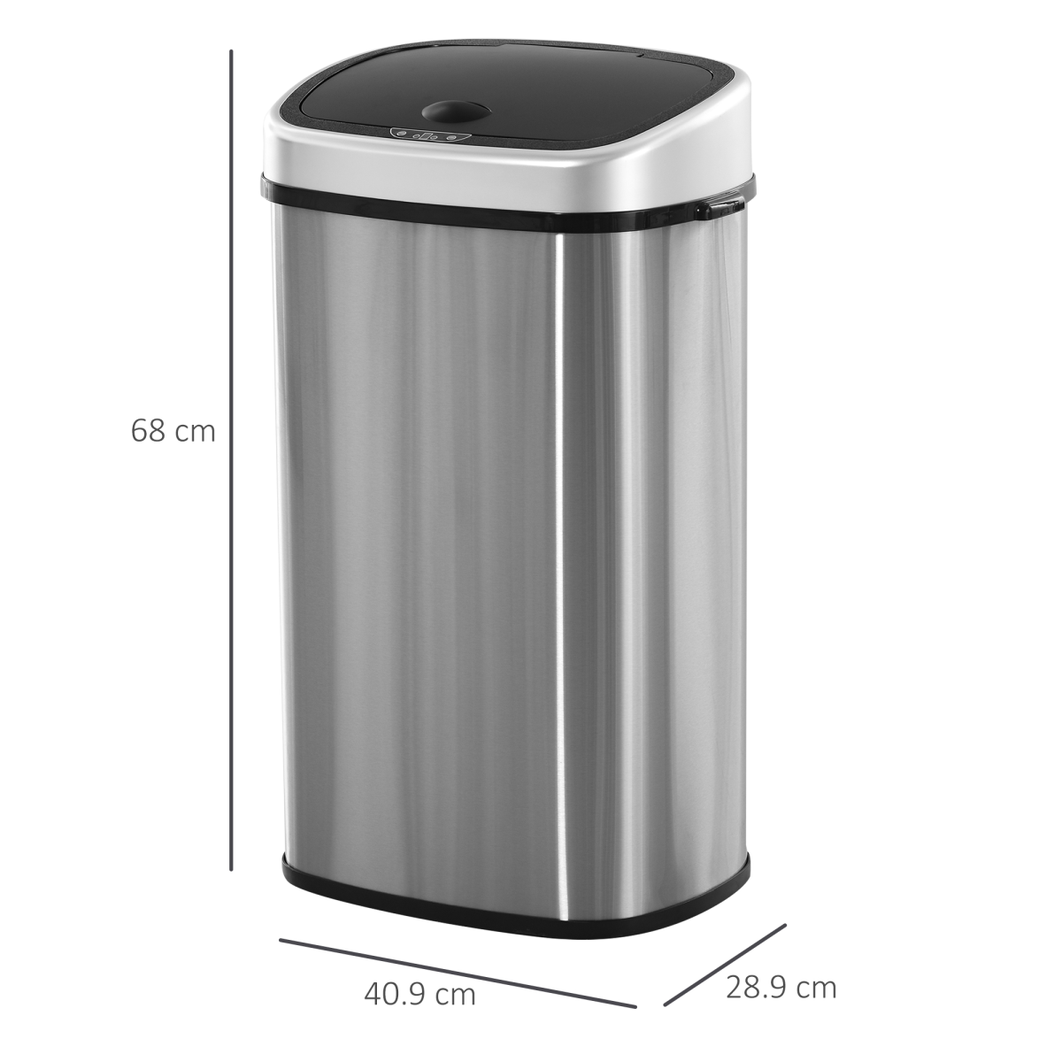 HOMCOM 58L Stainless Steel Touch-Free Sensor Bin with Mirror Finish – Hygienic Kitchen & Office Dustbin