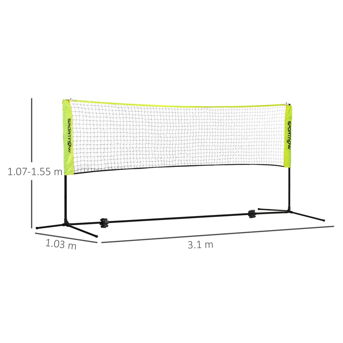SPORTNOW 3m Badminton Net with Adjustable Height & Carry Bag – Sports Net for Tennis, Pickleball & Volleyball