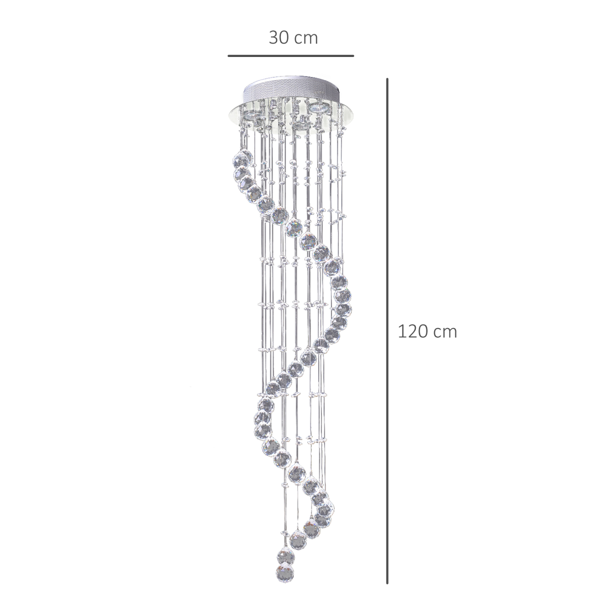 HOMCOM Crystal Chandelier with 160 Octagon Crystals – Polished Chrome Ceiling Light for Living Room and Hall